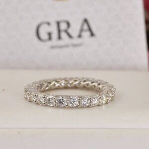 GRA Certified Brilliant Cut Moissanite Eternity Ring sz 8